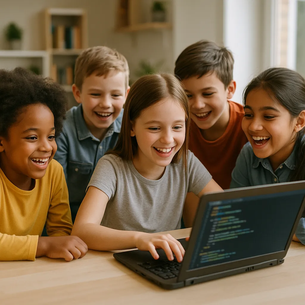 Kinder programmieren gemeinsam am Rechner